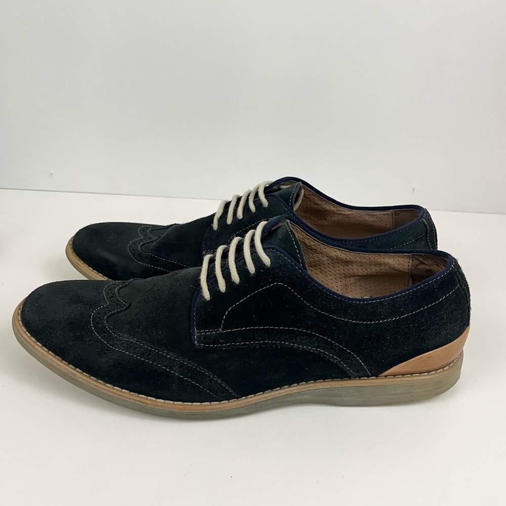 J&M est. 1850 Collection Lace Up Black Leather Suede Wing-Tips Mens Size 8.5